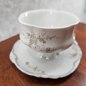 Versailles Made In Germany Elegant White Small Floral Bowl with Attached‎ Plate